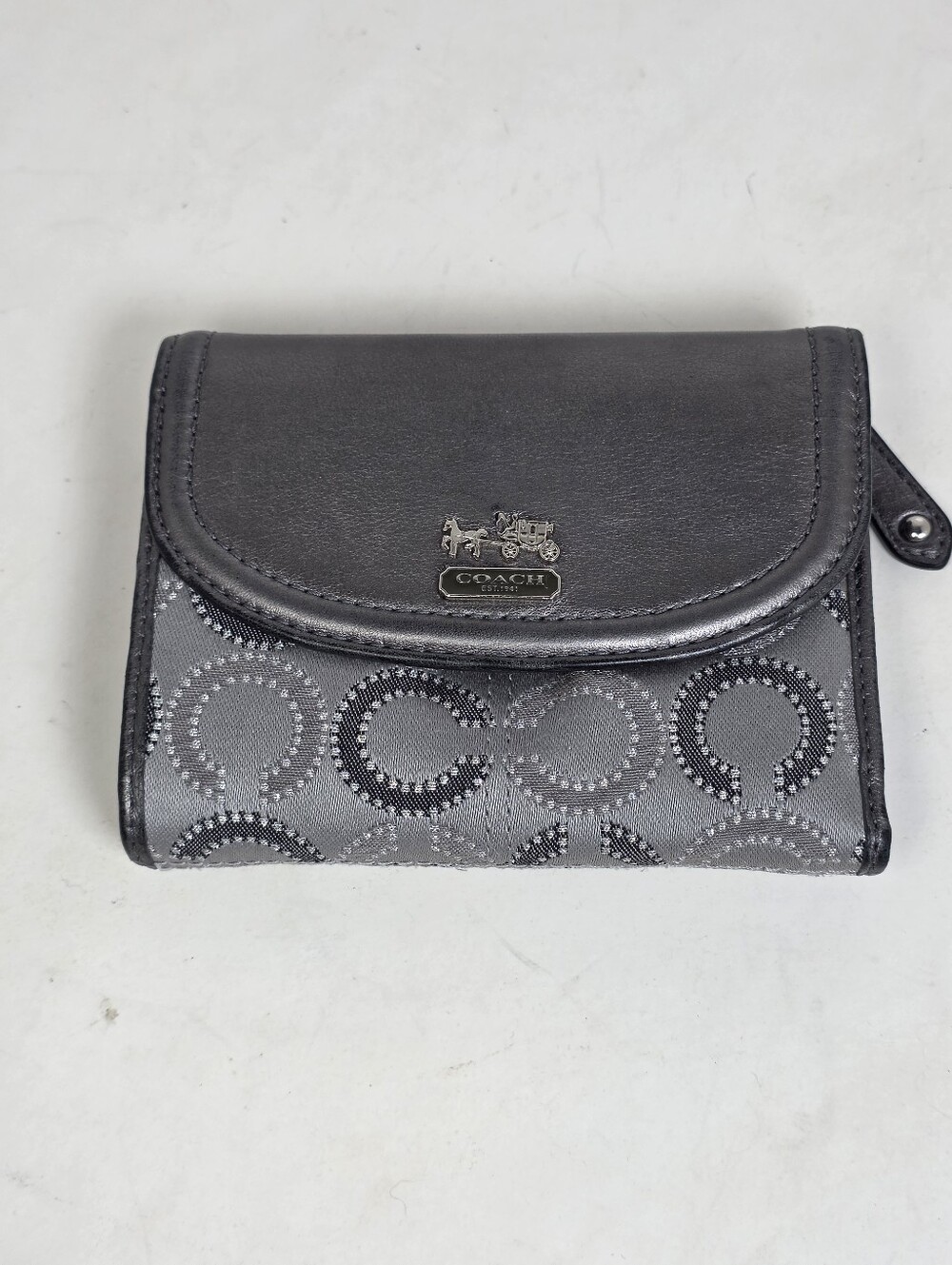Coach Madison Maggie Silver Gray Signature Hobo Shoulder Bag & Matching Wallet - Picture 13 of 16